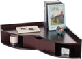 Brown Corner Heart Shaped Wall Mounted Office Table with Drawer and Two Shelves Computer Writing Desk, Black