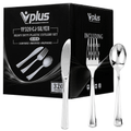 320 Plastic Silverware Set - Plastic Cutlery Set - Disposable Flatware - 160 Plastic Forks, 80 Plastic Spoons, 80 Cutlery Knives Heavy Duty Silverware for Party Bulk Pack Home & Garden > Kitchen & Dining > Tableware > Flatware > Flatware Sets vplus Silver  