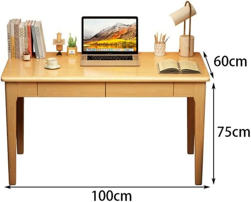 Computer Desk Side Table Solid Wood Desk Student Home Bedroom Computer Desk Office Desk Study Desk Small Apartment Study Table Simple Writing Desk Gaming Desk Large Desk(C,100 * 60 * 75Cm)