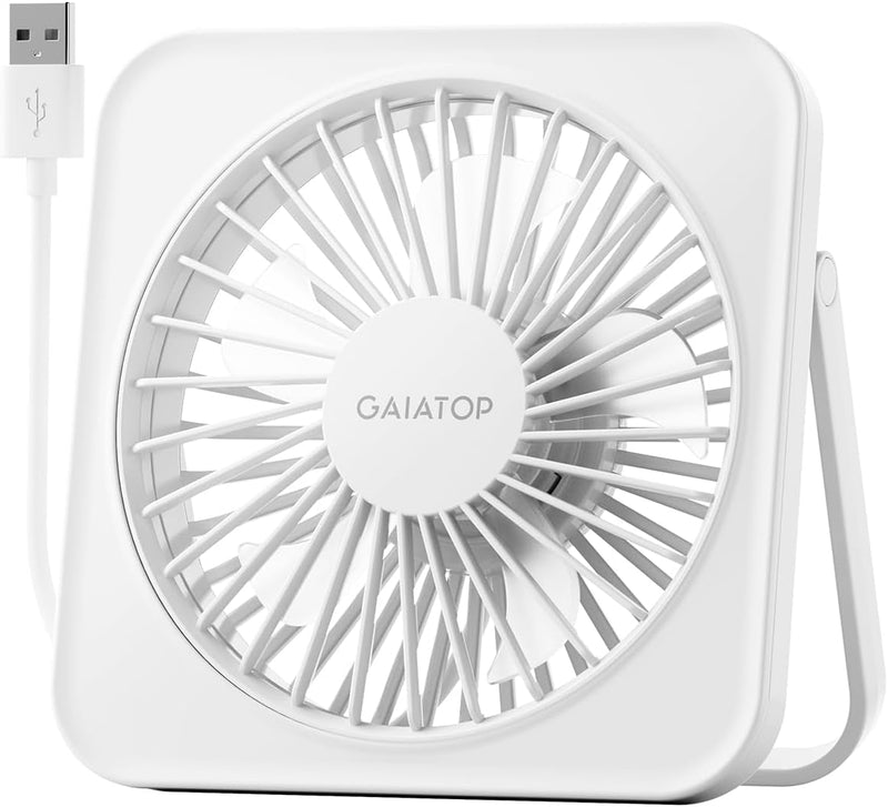 Gaiatop USB Desk Fan, 5 Inch Personal Fan Small Portable Table Fan with 180° Tilt Folding and 3 Speeds, Strong Wind Ultra Quiet Personal Cooling Fan for Office Home Bedroom Desktop Travel