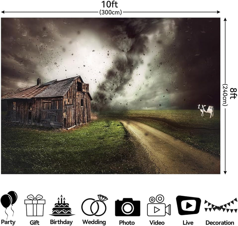 10X8Ft Fairy Tale Tornado Halloween Party Photography Backdrop Farm Grassland Photo Background Chalet Girl Children Birthday Party Decor Newborn Video Shooting Studio Props