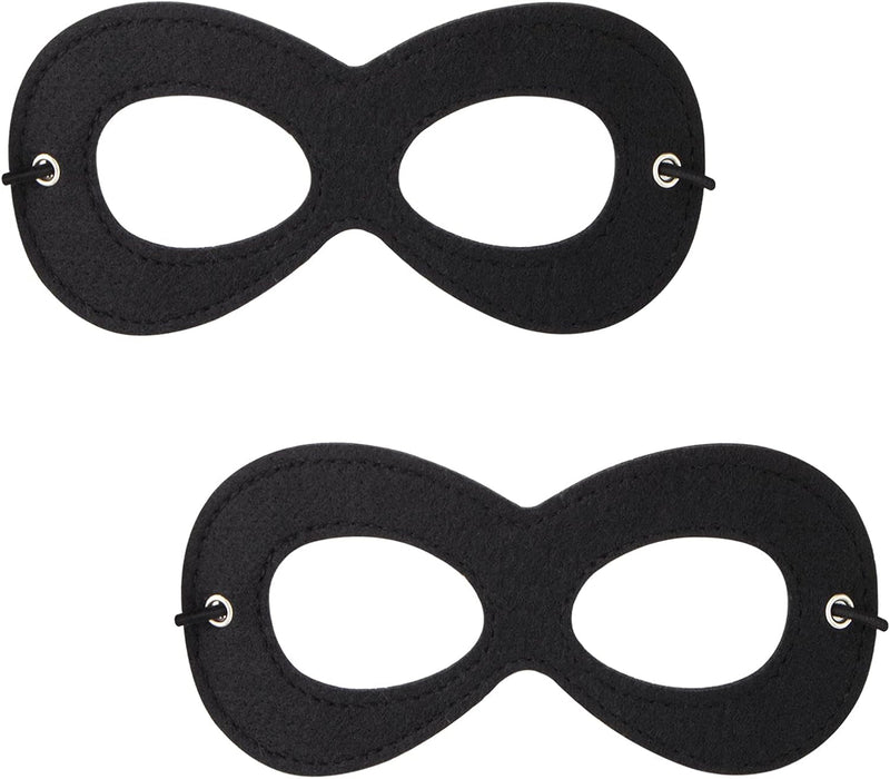 AIMIKE 2Pcs Superhero Masks, Black Felt Eye Masks, Halloween Dress up Masks, Adjustable Half Masks with Elastic Rope - Great Party Cosplay Accessory