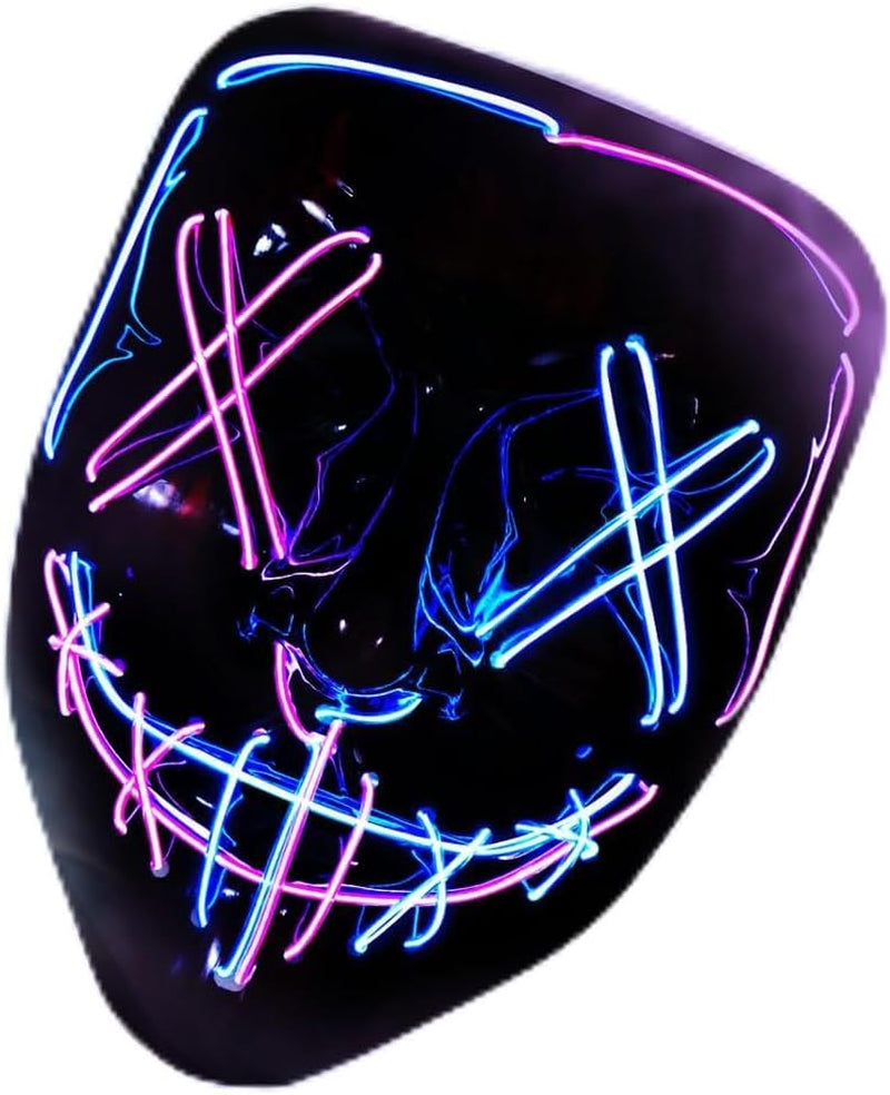 BOMLY Halloween Purge Mask Light up Scary Mask EL Wire LED Mask for Festival Party Gifts