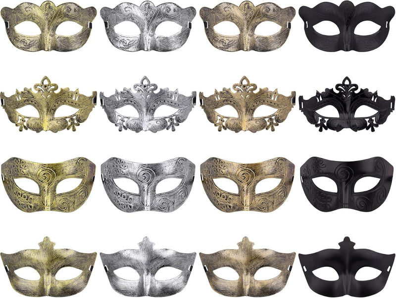 FEQO 16 Pieces Masquerade Masks Vintage Antique Masks Venetian Masks