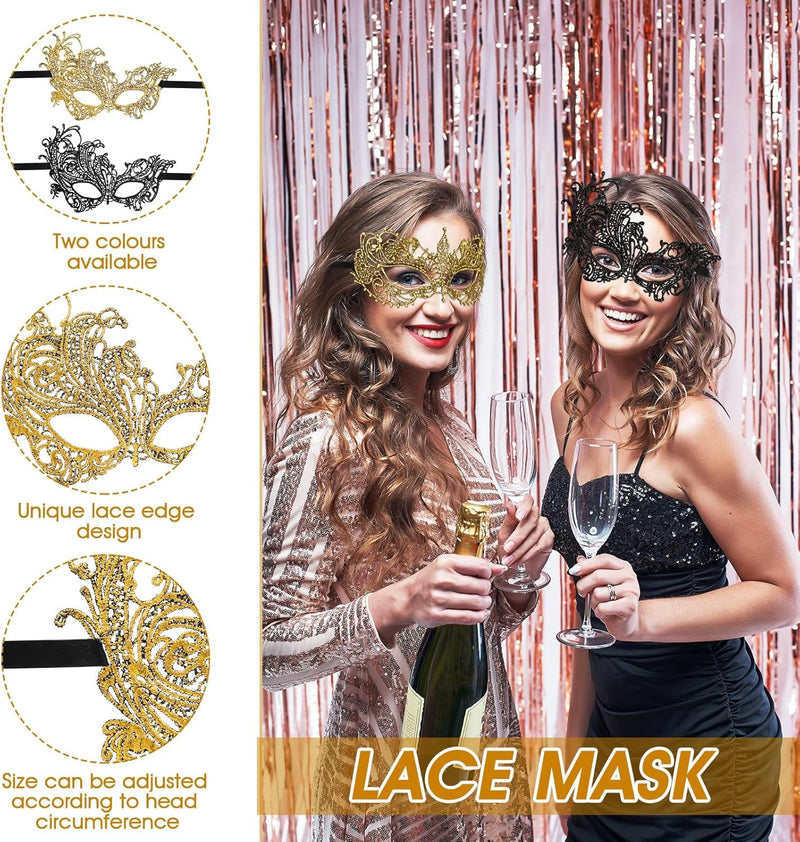 6 Pcs Masquerade Mask for Women Venetian Mysterious Disguise Lace Eye Mask Classic Style Fun Lace Mask Suitable for Evening Prom Ball Costume Theme Parties Role Plays Supplies