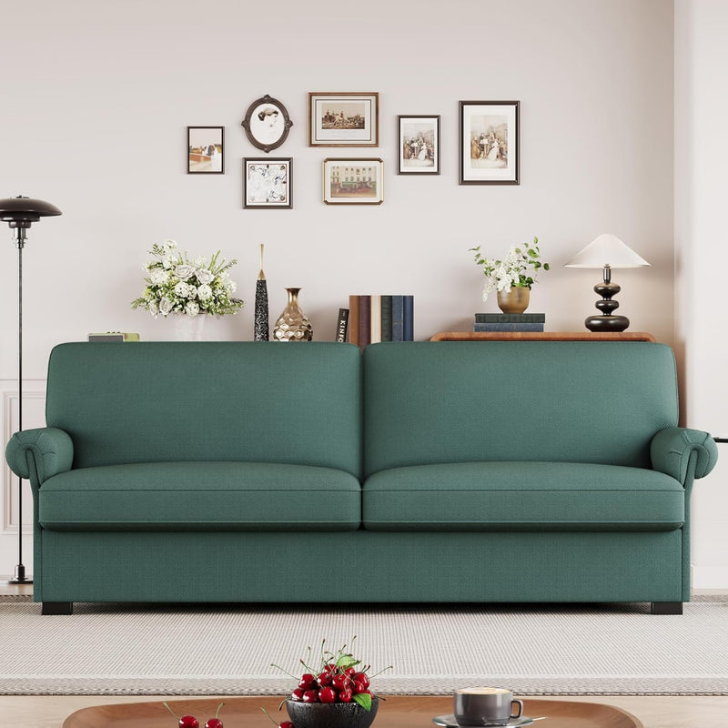 FOTOSOK 71” Sofa, Comfy Sofa Couch with Deep Seats, Loveseat Sofa, Modern Sofa Couches for Living Room, Bedroom, Apartment, Green