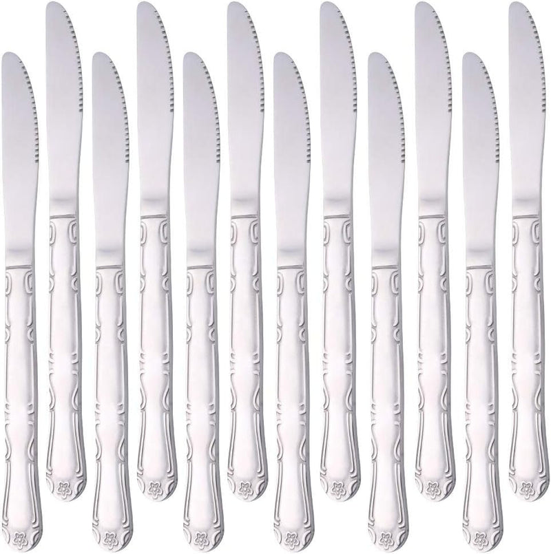 Dinner Fork Salad Dessert Forks Rose Pattern 12 Pieces, BUY&USE Silver Stainless Steel 7.3-Inch Flatware