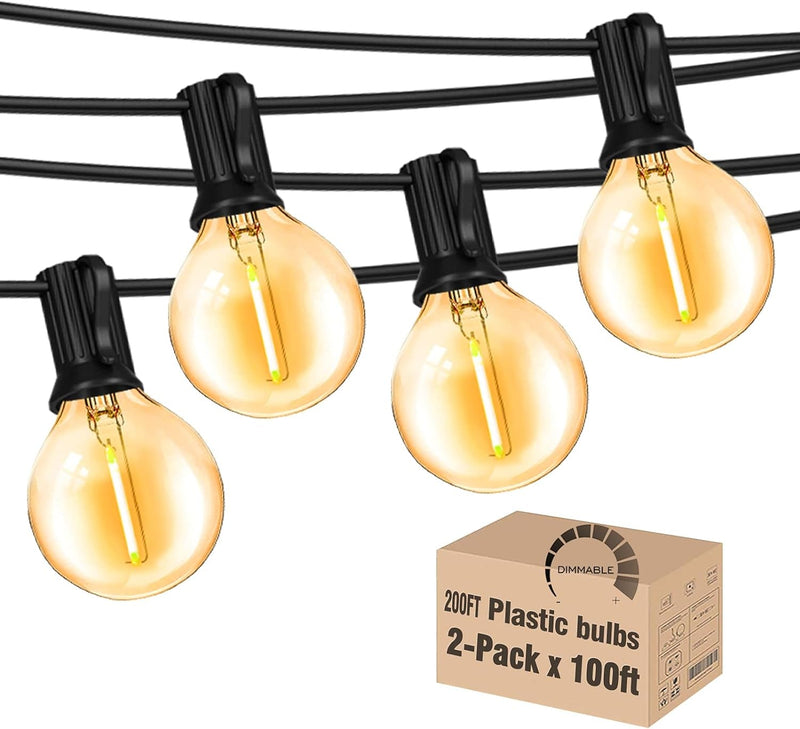 DAMAING Outdoor String Lights 150 FT Patio Lights String with 75 Dimmable ST38 Plastic LED Bulbs,Vintage Shatterproof Edison String Lights Waterproof for Bistro Balcony Backyard and Gazobos.