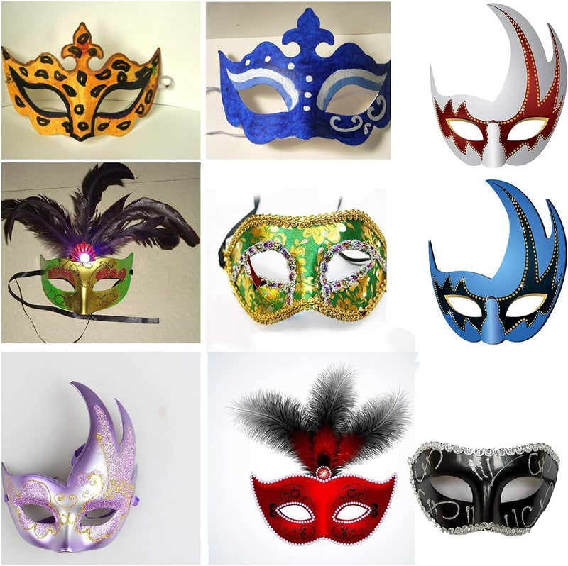 14 PCS DIY White Paper Half Face Masquerade Mask Craft Mardi Gras Mask Plain Mask Paintable Blank Halloween Party Mask