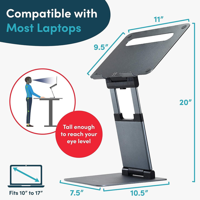 Ergonomic Laptop Stand for Desk, Adjustable Height up to 20", Laptop Riser Portable Computer, Laptop Stands, Fits All Macbook, Laptops 10 15 17 Inches, Pulpit Laptop Holder Desk Stand