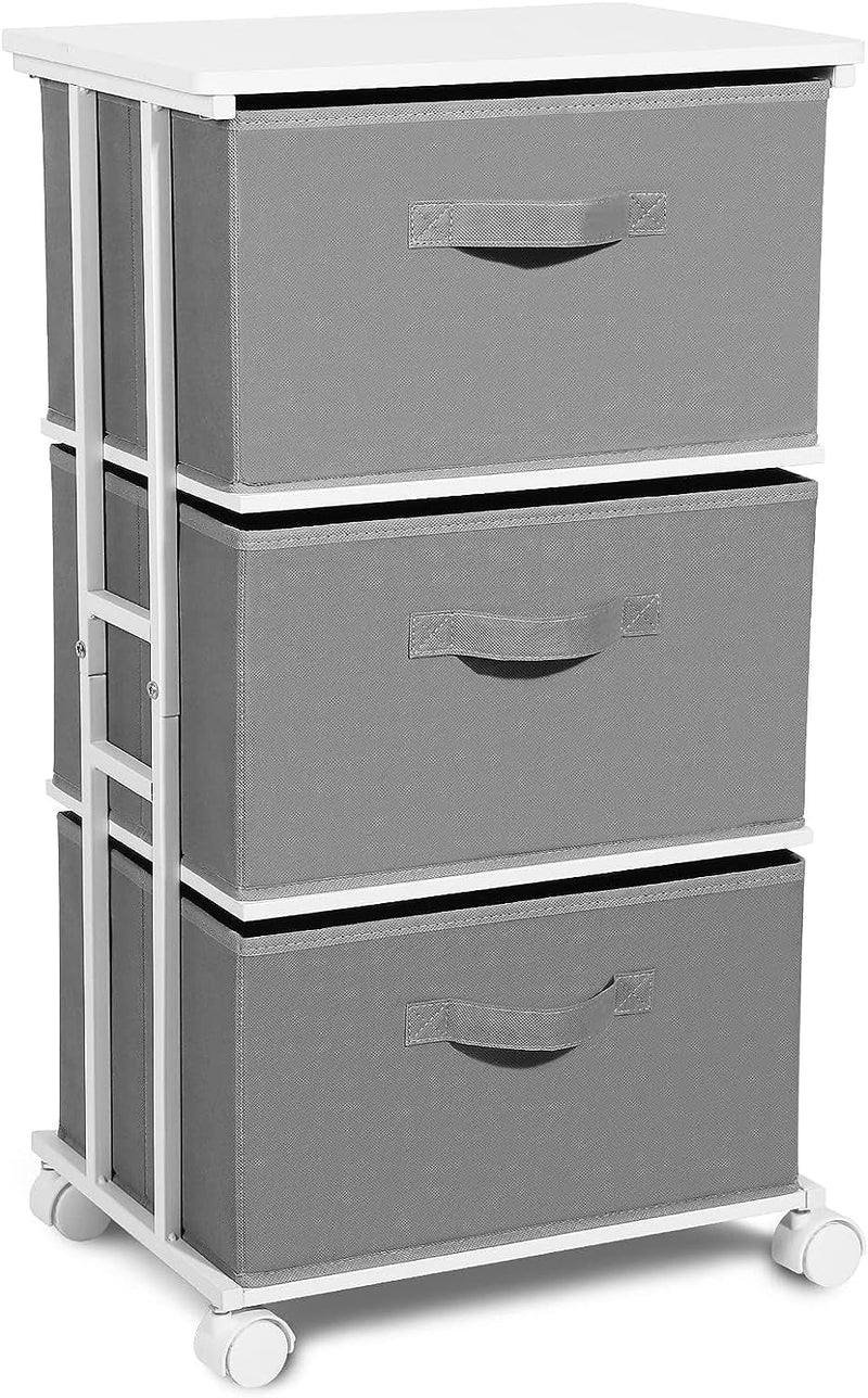 4 Drawer Narrow Dresser Fabric Storage Tower Vertical Slim Chest Organizer Nightstand Side/End Table Small Standing Organizer Removable Drawers Wood Top for Bedroom, Bathroom,Entryway（Black)