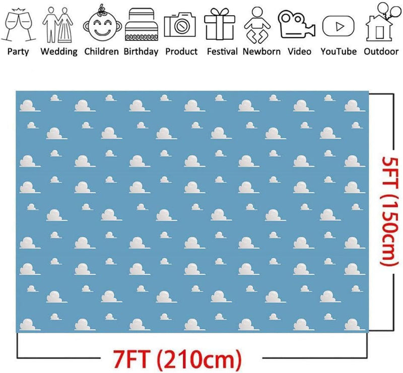 7X5Ft It'S a Boy Story Themed Birthday Party Photography Backdrops Blue Sky White Clouds Baby Shower Photo Background Kids Hero Photo Booth Studio Props Vinyl