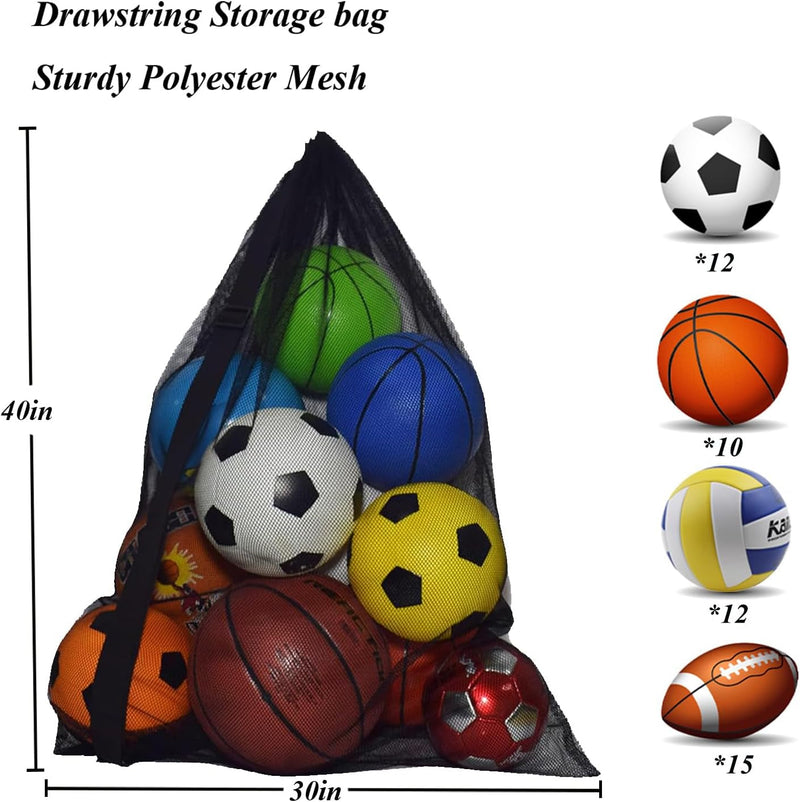 Extra Large Sports Ball Bag,Drawstring Mesh Ball Bags Soccer Ball Bag for Storage Basketball,Football, Volleyball,Baseball,Waterball and Swimming Gears with Adjustable Shulder Strap