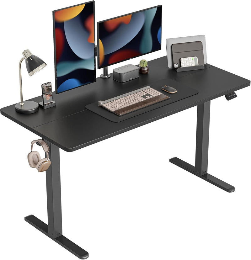 Cubicubi Electric Standing Desk, 55 X 24 Inches Height Adjustable Sit Stand Desk, Ergonomic Home Office Computer Workstation, Rusticbrown