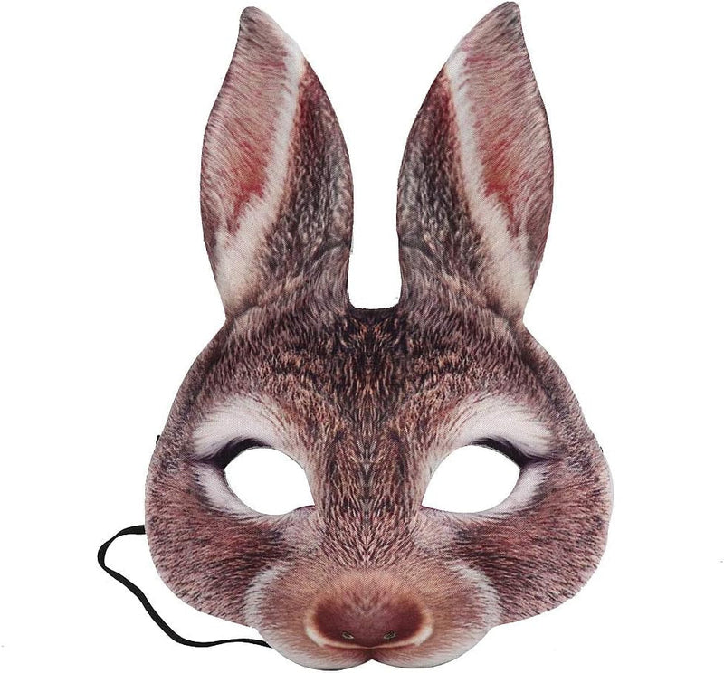 1Pcs Halloween Animal Mask Half Face Rabbit Ear Mask for Halloween Easter Costume Party Cosplay Props