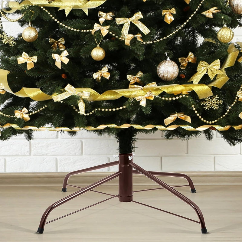 2 Pcs Christmas Tree Stand 24 Inch and 16 Inch Christmas Tree Stand Christmas Tree Folding Stand for Artificial Christmas Tree 6.5 to 8 Feet Live Trees Hold Standing Home and Party Decor (Coffee)