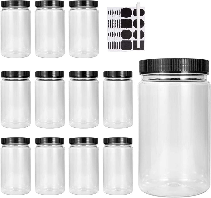 34Oz Plastic Jars with Lids,Accguan round Containers, Ideal for Kitchen & Household Storage of Goods .Set of 12 Home & Garden > Decor > Decorative Jars Accguan 34 oz  