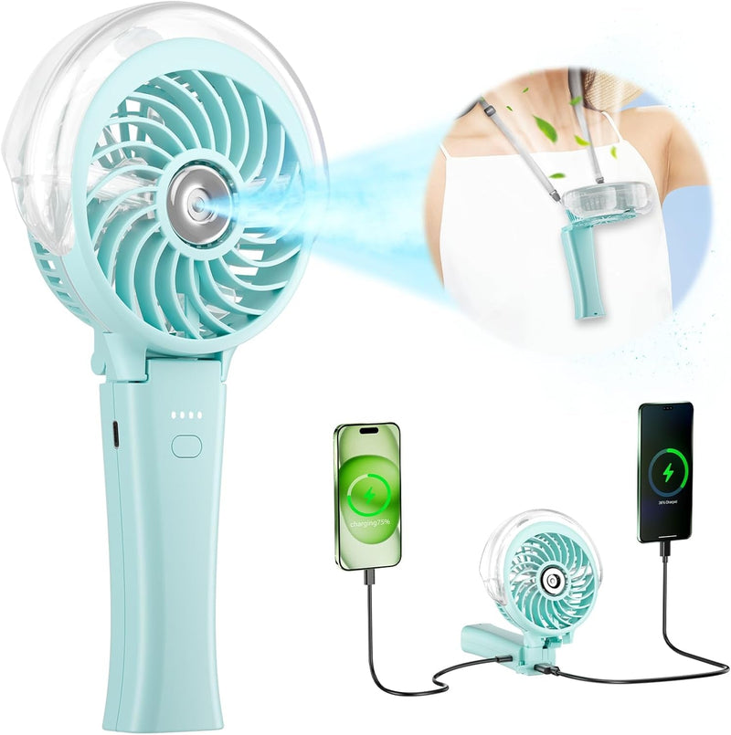 Handfan 2024 Upgraded Portable Misting Fan, 34Ml Handheld Personal Mister Fan Rechargeable, Battery Operated Spray Water Mist Fan, Mini Cooling Fans for Makeup, Travel, Outdoors, Disney(Royal Blue)