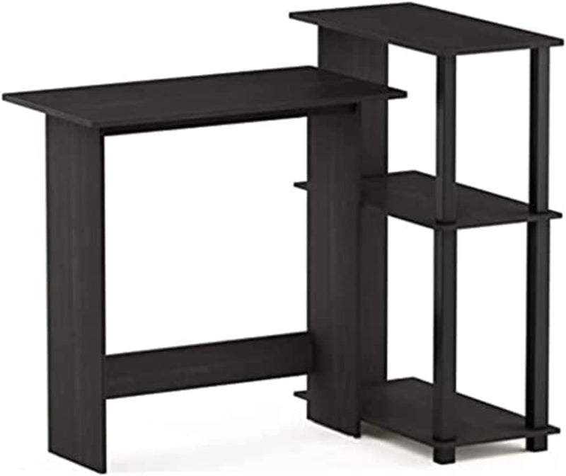 Furinno Abbott Corner Computer Desk with Bookshelf, Espresso/Black