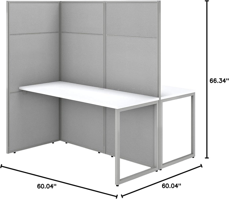 Bush Business Furniture Easy Office 2 Person Cubicle Desk Workstation, 60W X 66H, Pure White