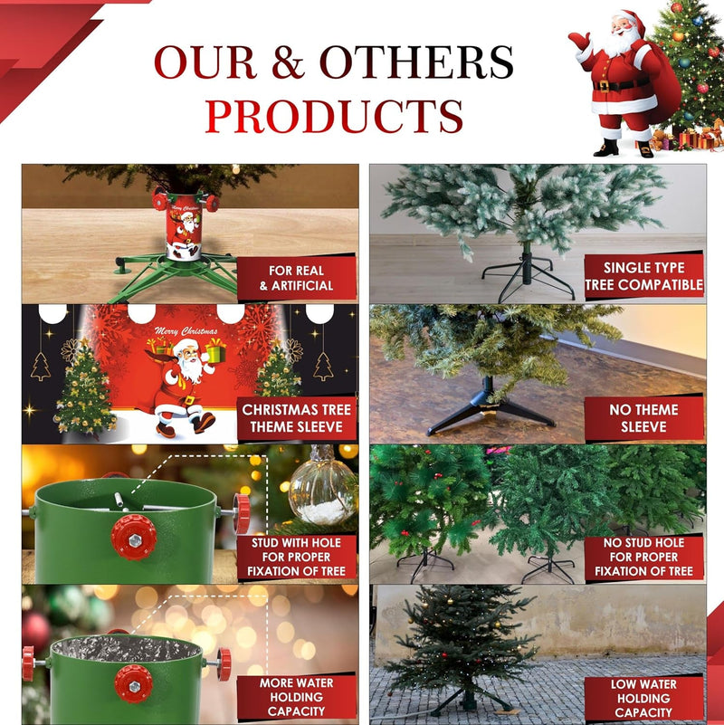 Christmas Tree Stand - 4" Wide Cylinder - 22"-45" Adjustable Stand - Christmas Tree Stand for Live Tree 5 to 8 Feet - Christmas Tree Stand with Water Reservoir - 1.2"-3.75" Trunk Capacity