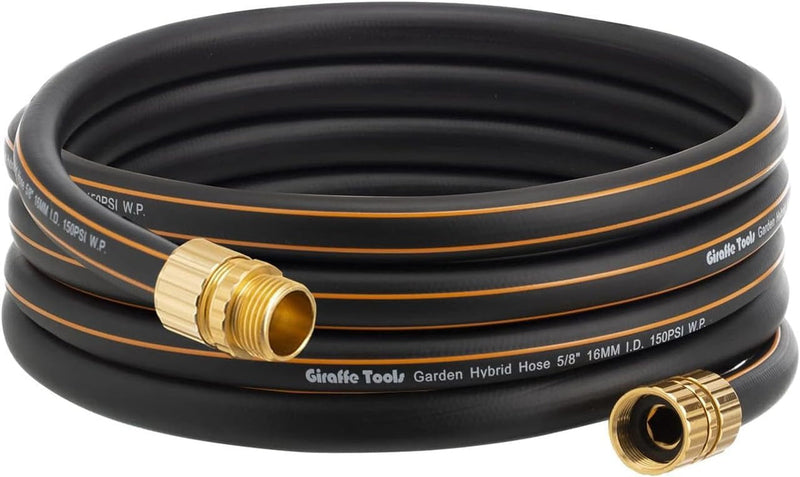 Giraffe Tools Leader Hose 5/8" X 4Ft, Custom Length, No Kink, Flexible, Leakproof Water Hose, Double Female Fittings, 600 Burst PSI, 4Ft, Black Orange