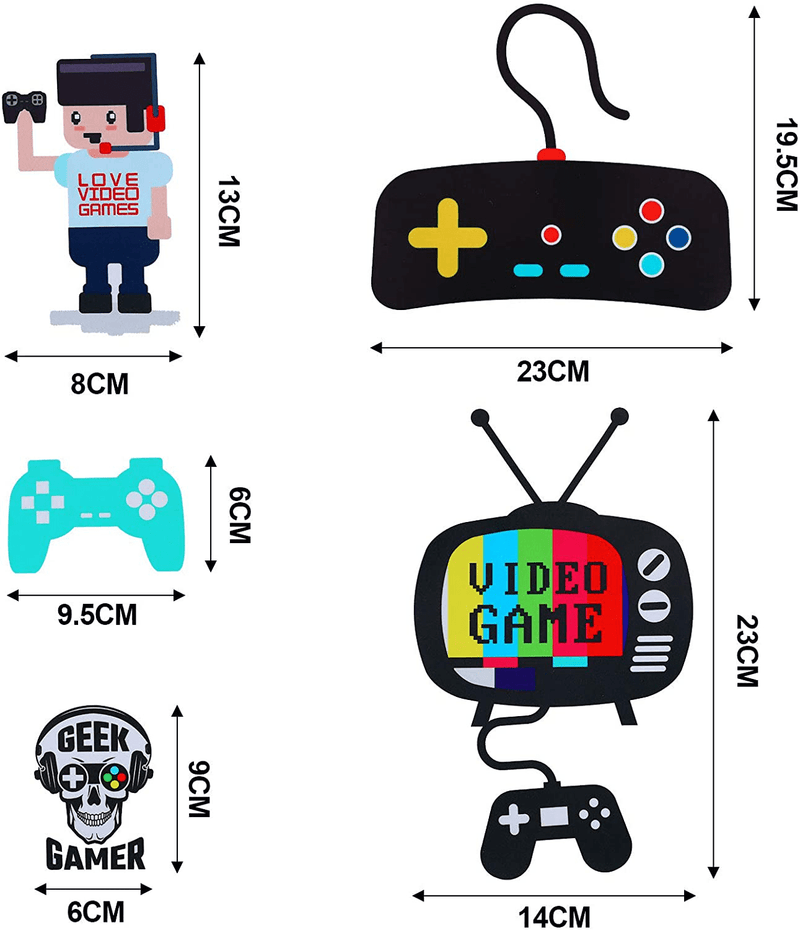 36 Pieces Video Game Wall Decals Gaming Controller Wall Stickers Removable DIY Cartoon Party Wallpaper for Playroom Bedroom Living Room Decor