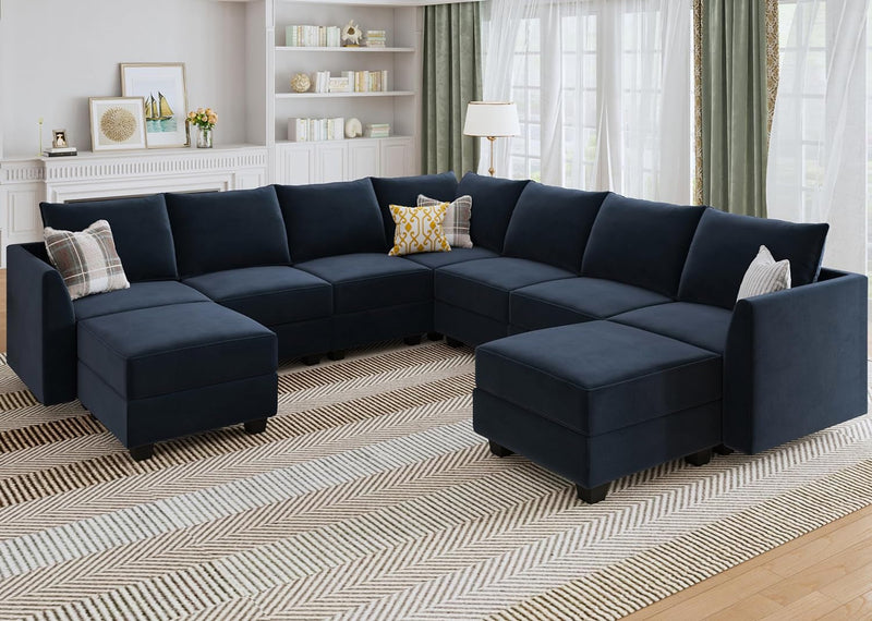 HONBAY Middle Module for Modular Sectional Sofa Couch, Accent Armless Chair with Storage Seat, Velvet Black