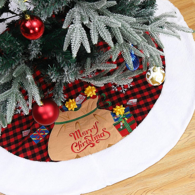 48 Inch Christmas Tree Skirt Decoration for Merry Christmas Party Faux Fur Christmas Tree Skirt Decorations