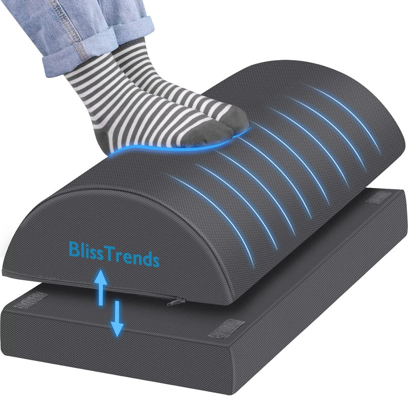 Blisstrends Foot Rest for under Desk at Work-Versatile Foot Stool with Washable Cover-Comfortable Footrest with 2 Adjustable Heights for Car,Home and Office to Relieve Back,Lumbar,Knee Pain-Black