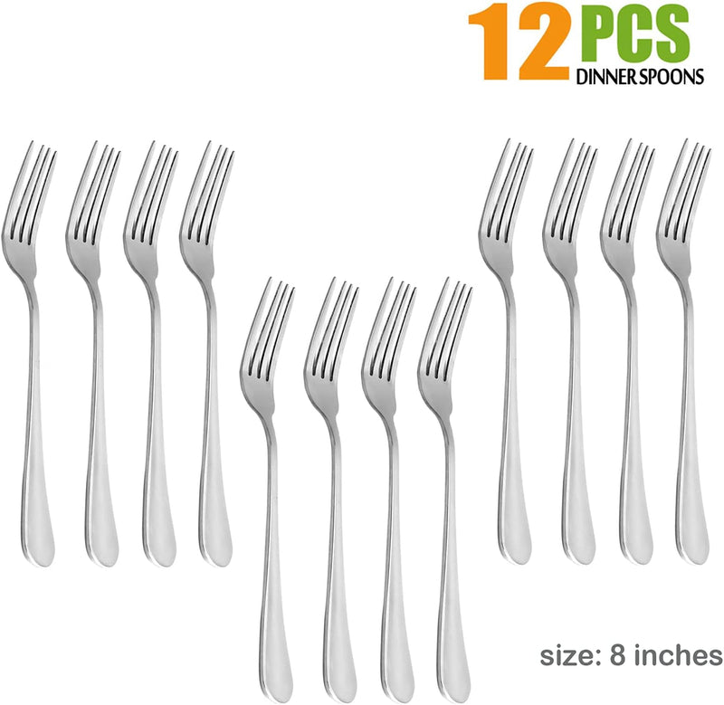 Dinner Forks, Haware 12-Pieces Stainless Steel Forks, Classic Elegant Design, Mirror Polished, Dishwasher Safe