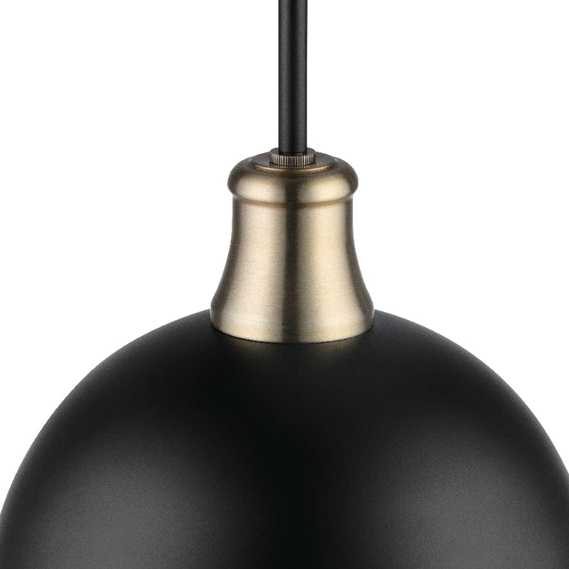 Globe Electric 60474 Beckett 1-Light Pendant, Matte Black, Matte Brass Accents