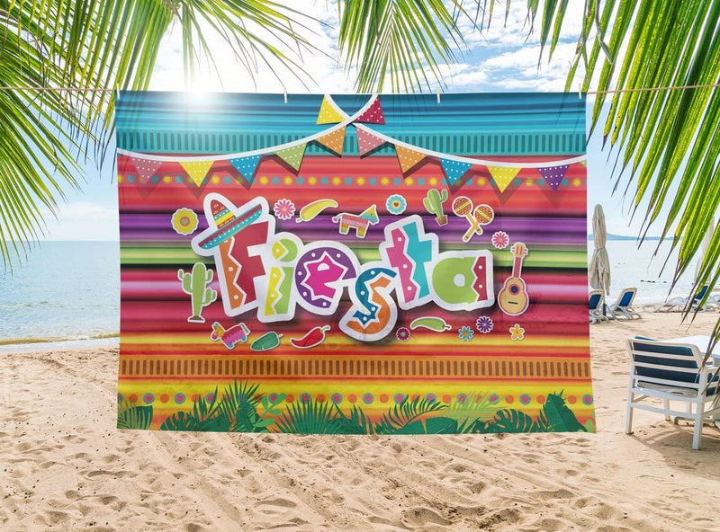 Fiesta Theme Photography Backdrop & Studio Props Kit, Cinco De Mayo Party Decorations, Mexican Photo Booth Background for Pictures, Summer Pool Mexicana Birthday Party Supplies