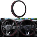 Car Steering Wheel Cover, Microfiber PU Leather Elastic Carbon Fiber Auto Steering Wheel Protector, 15 Inch Breathable Anti-Slip for Women Men, Car Interior Accessories for Most Cars (Black/Red)