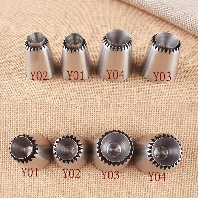 4 PCS Large Piping Tips Set - Grade Stainless Steel Big Piping Nozzles Kit for Pastry Cupcakes Cakes Cookies Decorating Supplies Baking Set