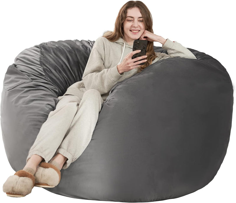 HABUTWAY Bean Bag Chair 3Ft Luxurious Velvet Ultra Soft Fur with High-Rebound Memory Foam Bean Bag Chairs for Adults Plush Lazy Sofa with Fluffy Removable Sponge 3'(Black New)