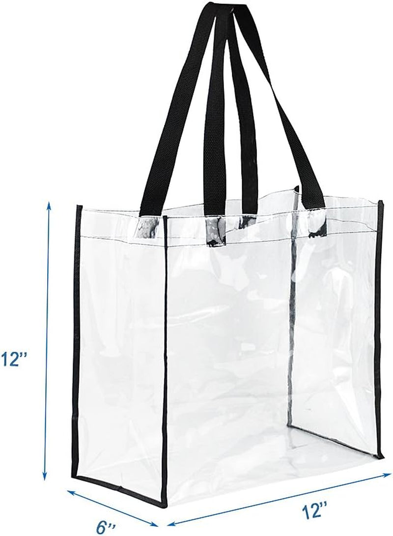 2-Pack Stadium Approved Clear Tote Bag, Stadium Security Travel & Gym Clear Bag, Perfect for Work, School, Sports Games and Concerts,12"X 12"X 6"