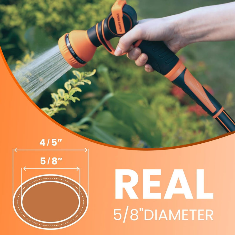 Giraffe Tools Garden Hose 75Ft X 5/8", Water Hose Heavy Duty, Flexible, Lightweight Hybrid Hose with Swivel Handle, Male to Female Fittings, Burst 600 PSI