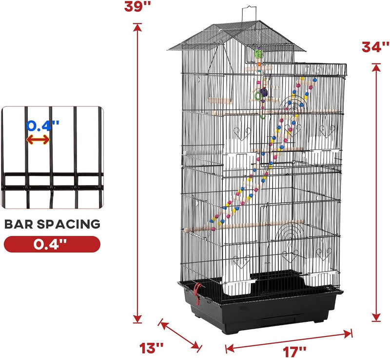 39-Inch Roof Top Large Flight Parrot Bird Cage Accessories Medium Roof Top Large Flight Cage Parakeet Cage for Small Cockatiel Canary Parakeet Sun Parakeet Pet Toy Animals & Pet Supplies > Pet Supplies > Bird Supplies > Bird Cages & Stands BestPet   