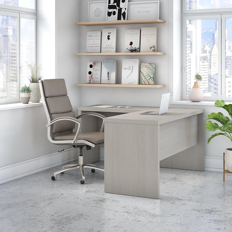 Bush Business Furniture Echo L Shaped Desk, 60W, Gray Sand