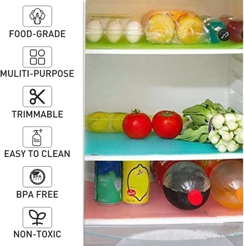 7 PCS Shelf Mats Refrigerator Liners Washable Refrigerator Pads Fridge Mats Drawer Placemats Home Kitchen Gadgets Accessories Organization for Top Freezer(2Green+2Pink+3Blue)