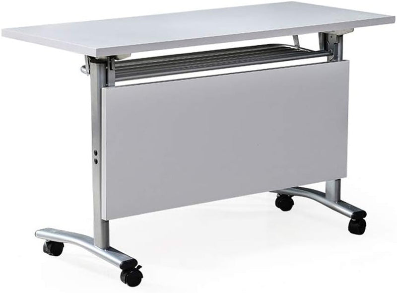 BBGS Splicing Folding Training Table, Movable Multifunction Rectangular Conference Table Solid Wood Table Board/Steel Frame Computer Desk Office Desk (Size : 120X40X75Cm)