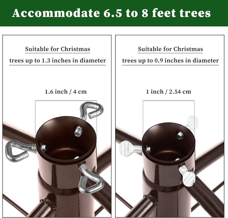 2 Pcs Christmas Tree Stand 24 Inch and 16 Inch Christmas Tree Stand Christmas Tree Folding Stand for Artificial Christmas Tree 6.5 to 8 Feet Live Trees Hold Standing Home and Party Decor (Coffee)