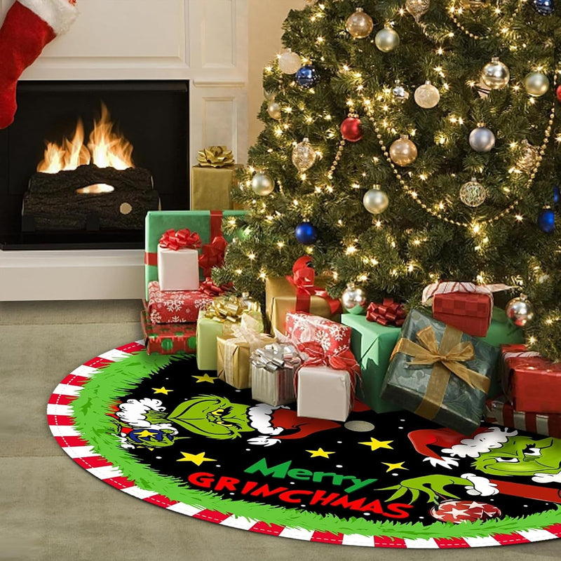 Christmas Tree Skirt 48 Inch, Soft and Funny Merry Christmas Tree Collar Farmhouse Xmas Holiday Decoration (Style 2)