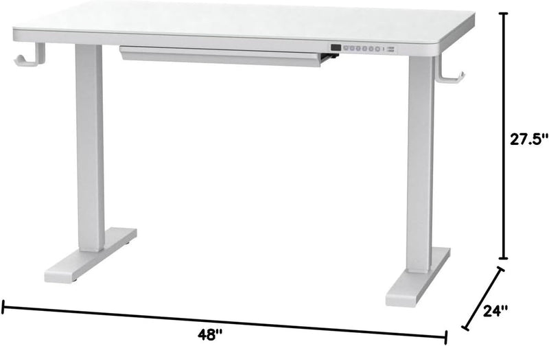 Ergear Dual Motor Electric Standing Desk with Drawers,48X24 Inch Whole-Piece Glass Desktop Quick Install,Height Adjustable Stand up Sit Stand Home Office Ergonomic Workstation with USB Charging Ports