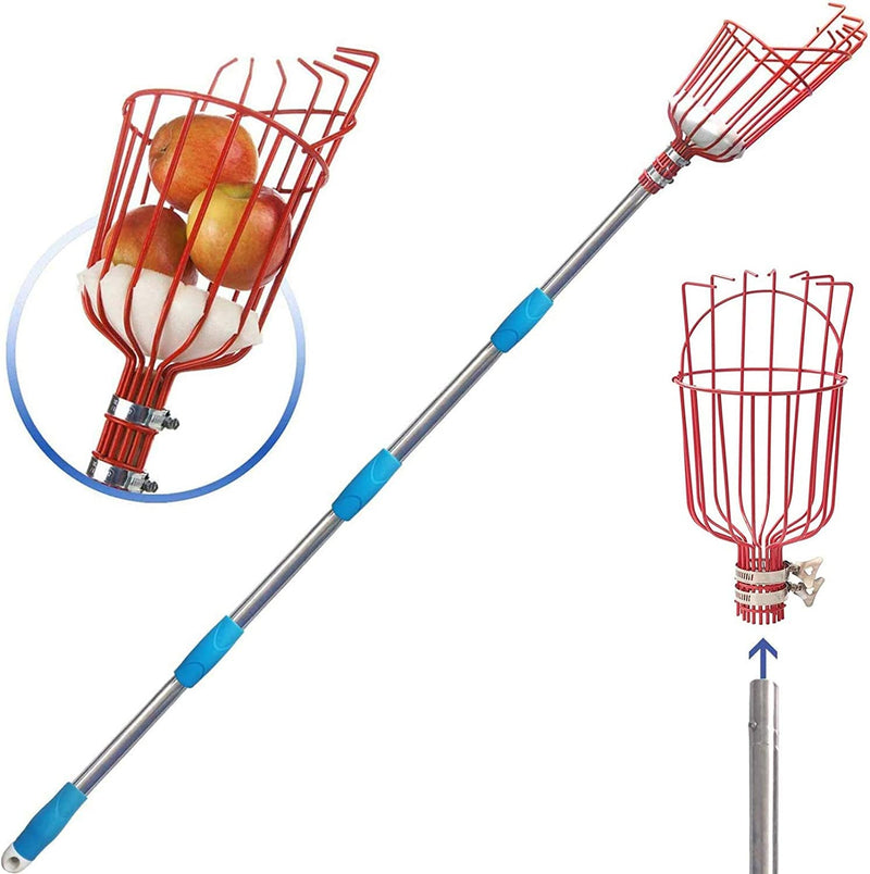 COCONUT Fruit Picker Tool, Fruit Picker with Basket and Pole Easy to Assemble & Use Fruits Catcher Tree Picker for Getting Fruits(5Ft)