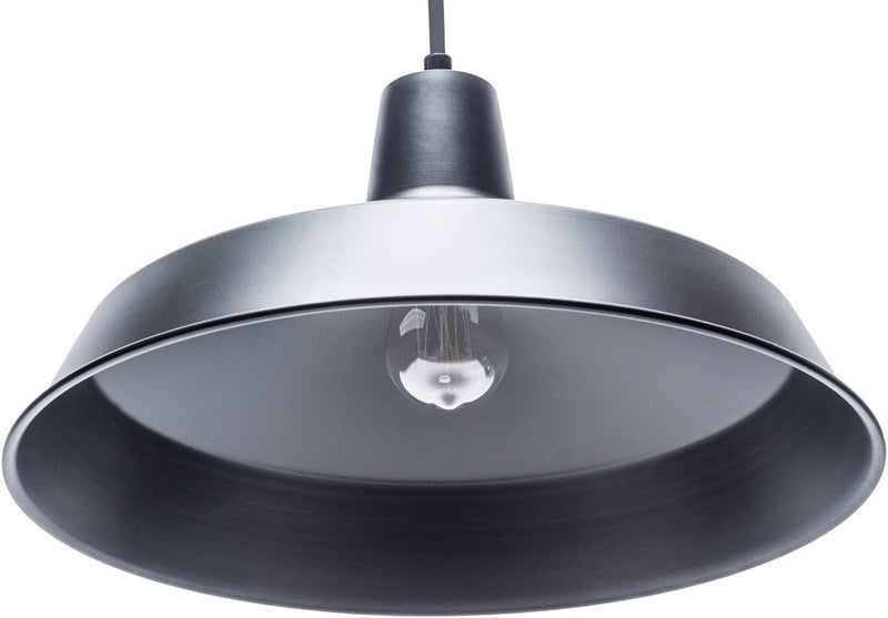 Globe Electric 65155 1-Light Industrial Warehouse Pendant, Matte Black, E26 Base Socket, Kitchen Island, Café, Decorative, Ceiling Hanging Light Fixture, Modern, Vintage, Bulb Not Included