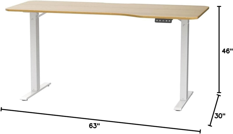 FLEXISPOT Electric Standing Desk 63 X 24 Inch Adjustable Height Desk Home Office Computer Workstation Sit Stand Desk, Maple Top + White Frame