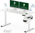 FLEXISPOT Standing Desk Quick Assembly Electric Adjustable with 48 X 24 Inches Whole-Piece Desktop Ergonomic Memory Controller Stand up Desk(White Frame + 48" Grey Wood Grain)