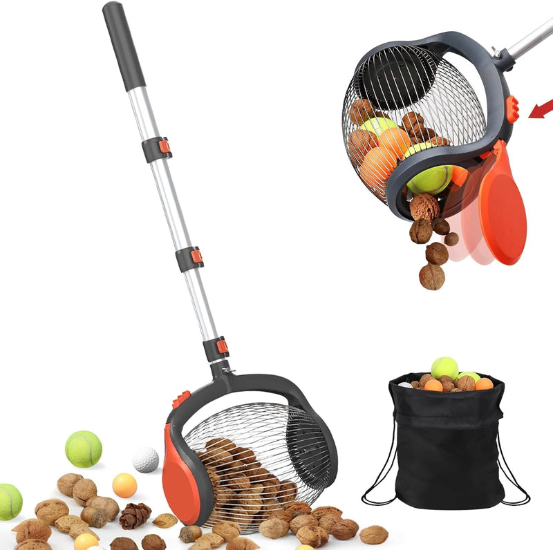 Acorn Picker Upper Roller - Nut Gatherer with Foot-Operated Release, Multifunctional Acorn Picker Upper with Rolling Drum, Easy to Pick and Empty, Suitable for 3/4" - 2.5" Walnuts, Hickory, Chestnuts